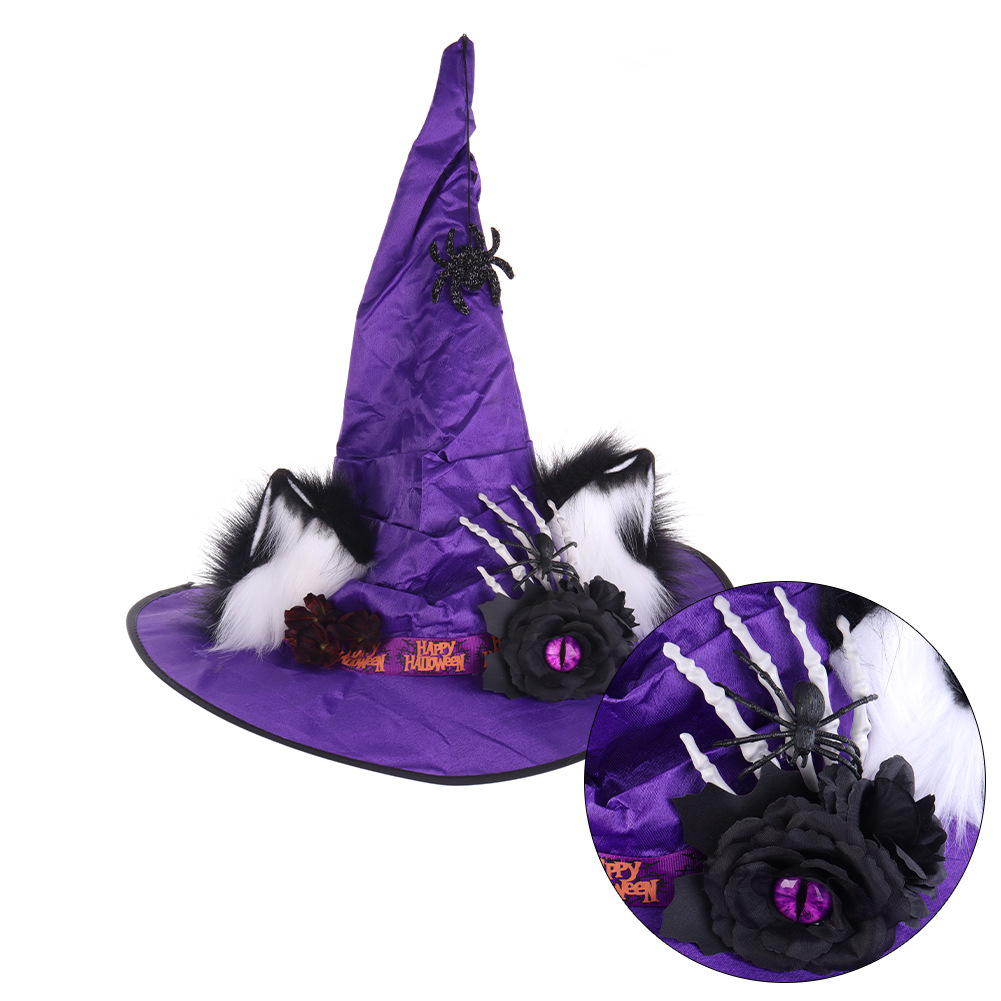 Sombrero de Bruja con Orejas de Animal Fuzzy para Cosplay de Halloween — imagen 3