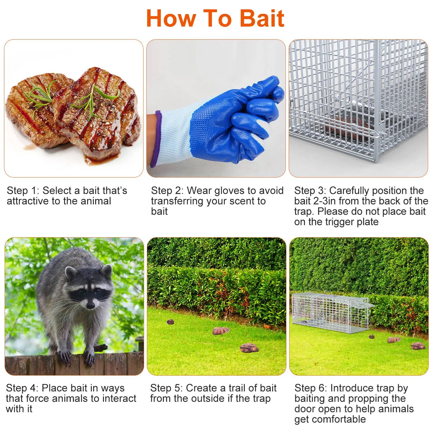Heavy-Duty Live Animal Trap - 37x14x15 Inch Galvanized Mesh, Sensitive Pedal Trigger & Rear Release Door, Guarded Handle, Foldable Design for Raccoons, Armadillos, Small Dogs Under 55 lbs — image 2