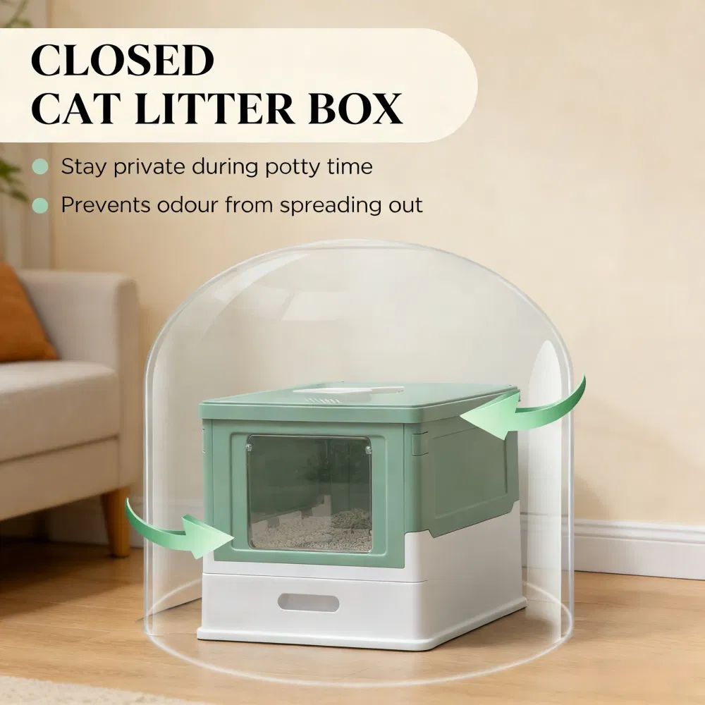 Stainless Steel Enclosed Litter Box for Cats — image 7