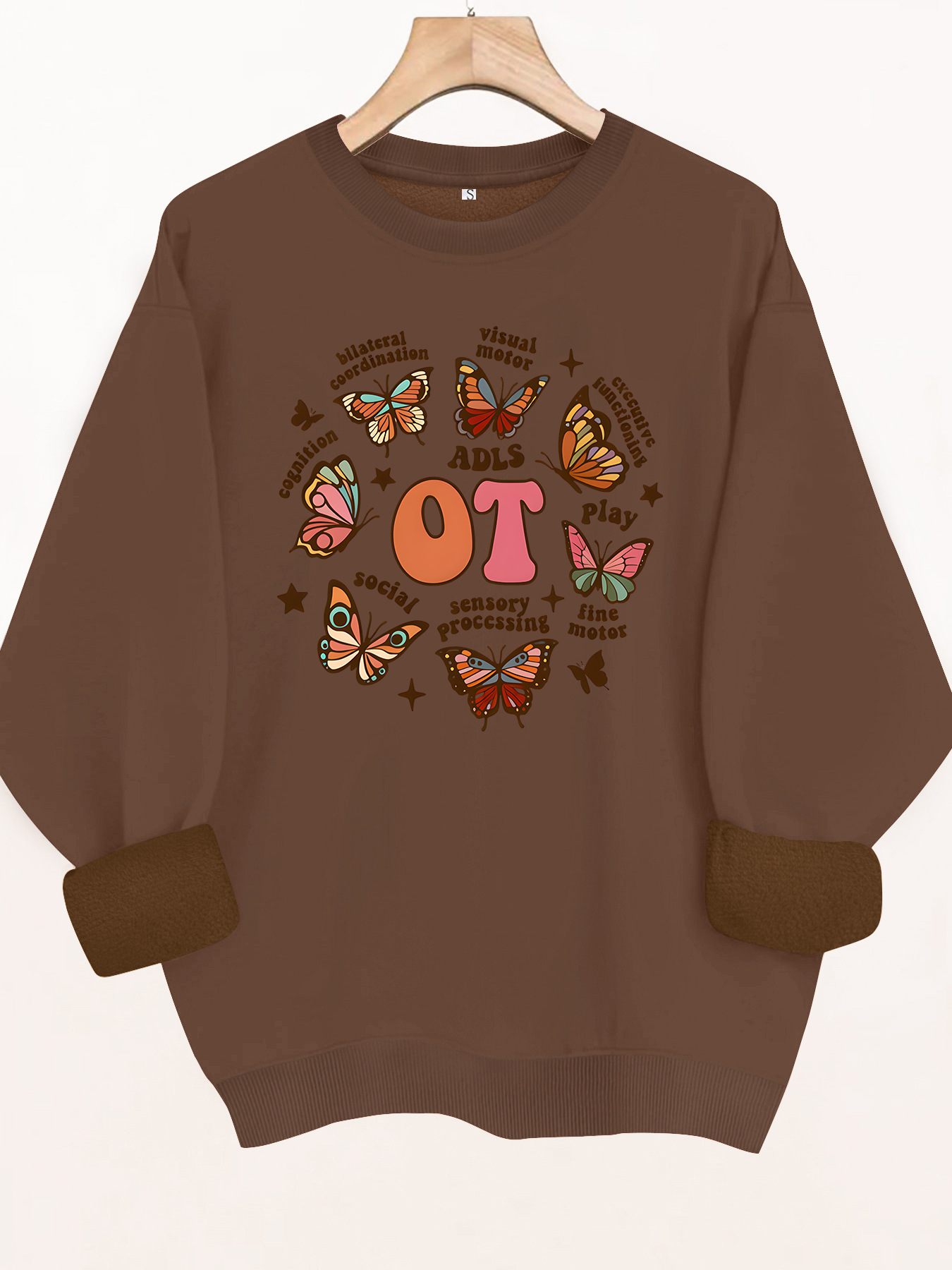 Butterfly print round neck fleece hoodie — image 13