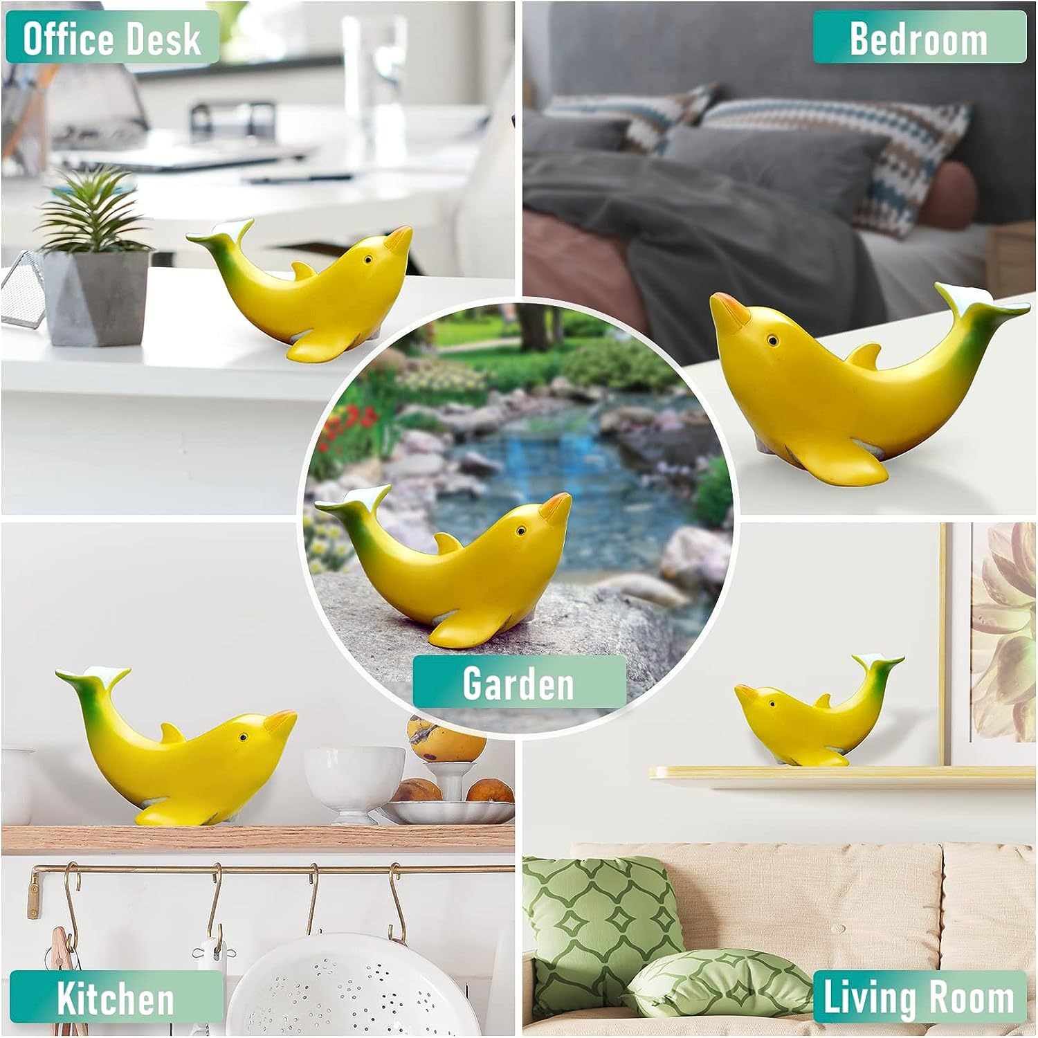 Ornamentos de escultura de delfín de banana en resina — imagen 3