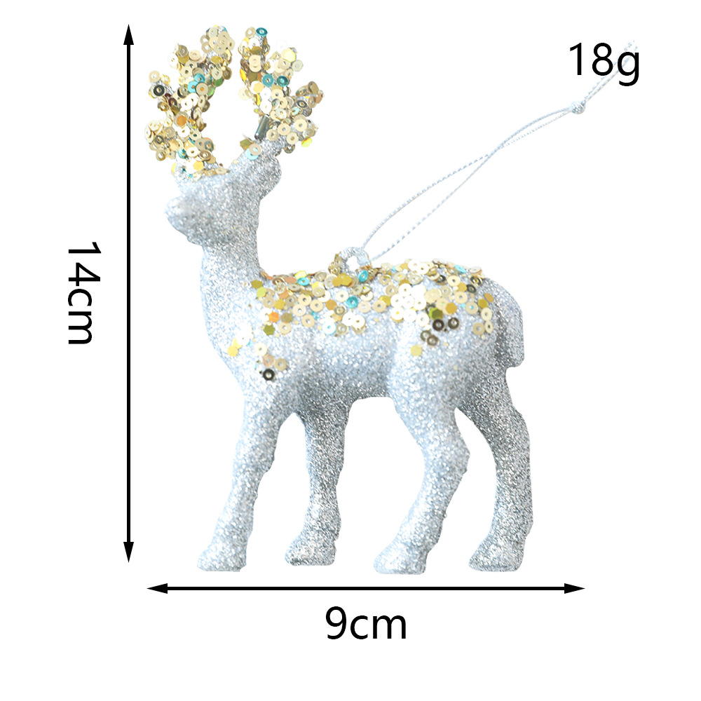 Christmas Deer Pendant Christmas Tree Decoration Sparkling Pink Plush Deer Ornament — image 8