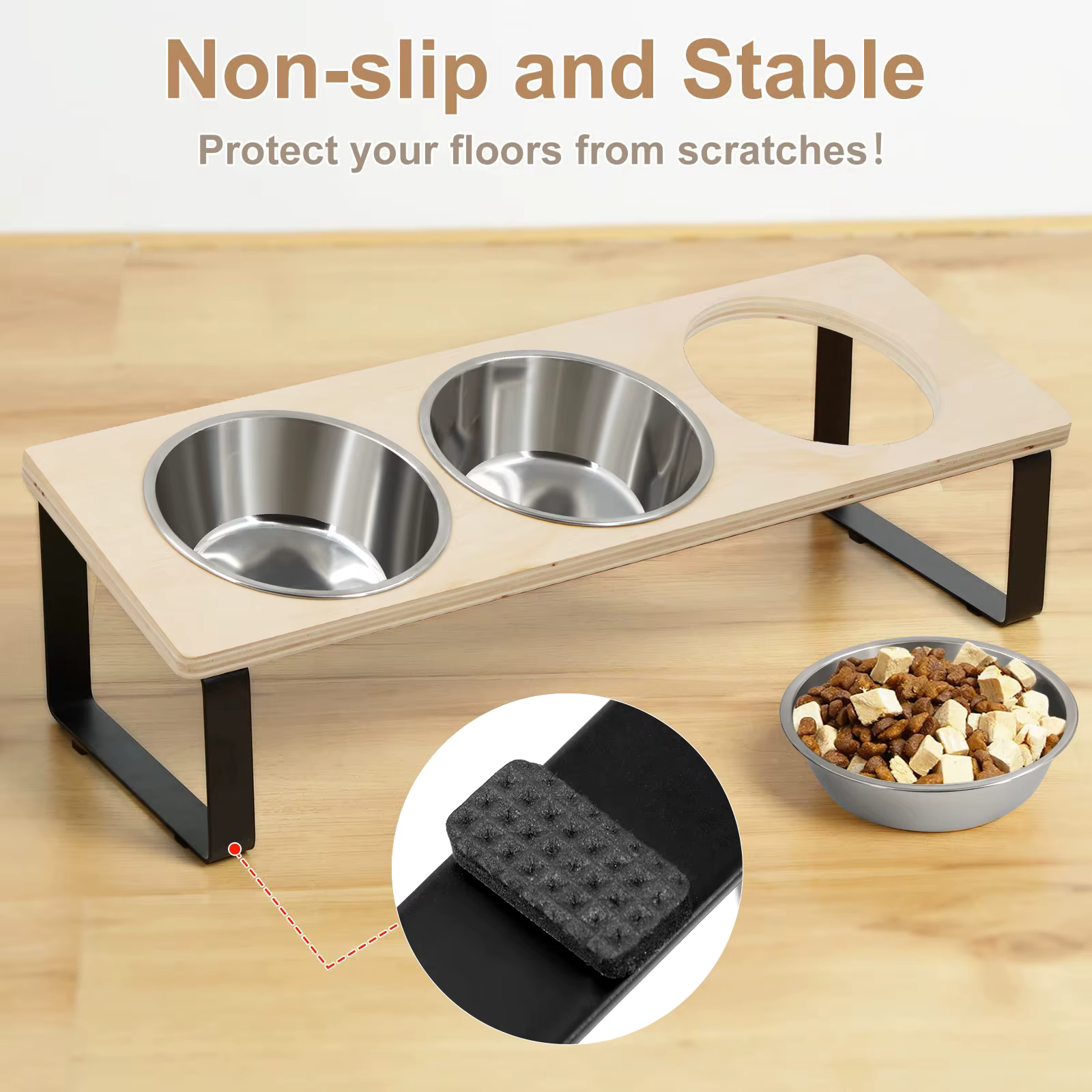 Comederos Elevados para Gatos con Pendiente 15° Suministros de Alimentación y Agua para Mascotas 3 Comederos de Acero Inoxidable con Soporte — imagen 6