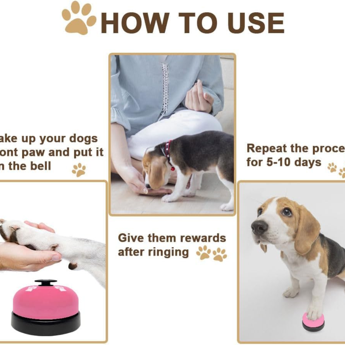 Paquete de 2 Timbres para Perros, Timbre para Perros para Salir Afuera, Campana de Entrenamiento para Cachorros Para que los Perros Toquen — imagen 5