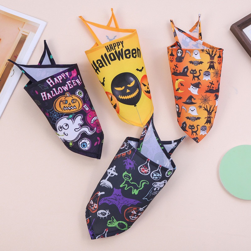Dog saliva towel Halloween funny pumpkin head large dog neck pet saliva towel — image 3