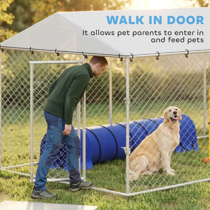 20' X 7.5' X 6.5' Dog Kennel Outdoor For Small Medium Large Dogs With Waterproof Roof, SilverMultiple Packages — imagen 8