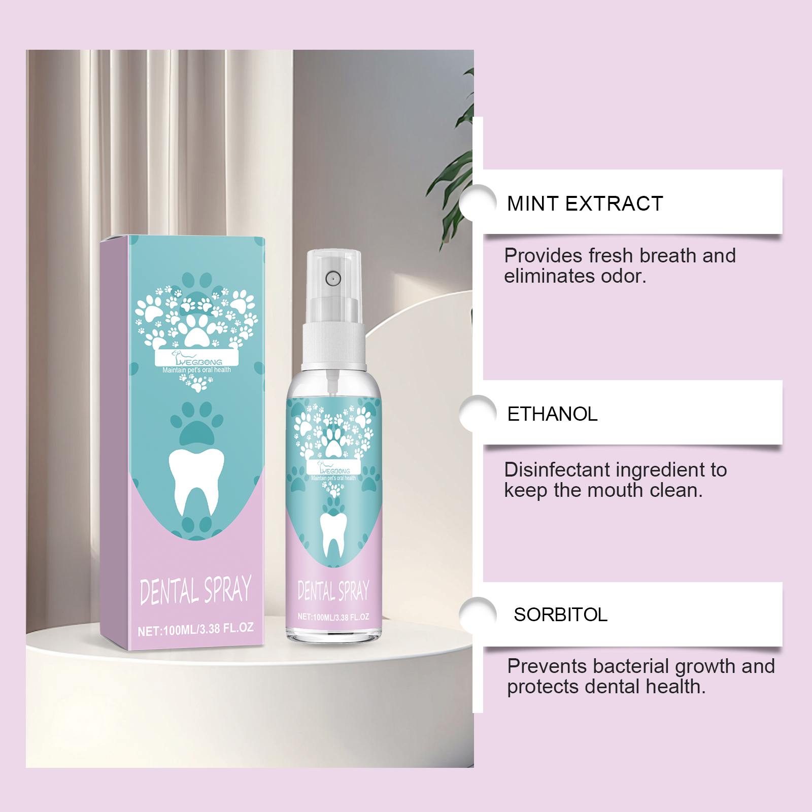 Pet Dental Spray For Dogs & Cats, No Brushing Needed, Freshen Breath & Whiten Teeth Oral Care Spray — image 4