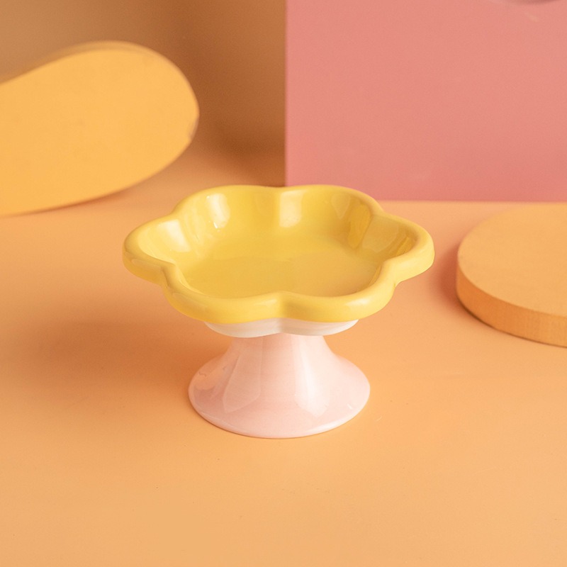 Creative Flower Ceramic Cat Bowl Cartoon Cat Bowl Anti Overturning Pet Cat Food Bowl Water Wrist Snack Plate Cat Can Plate — image 4