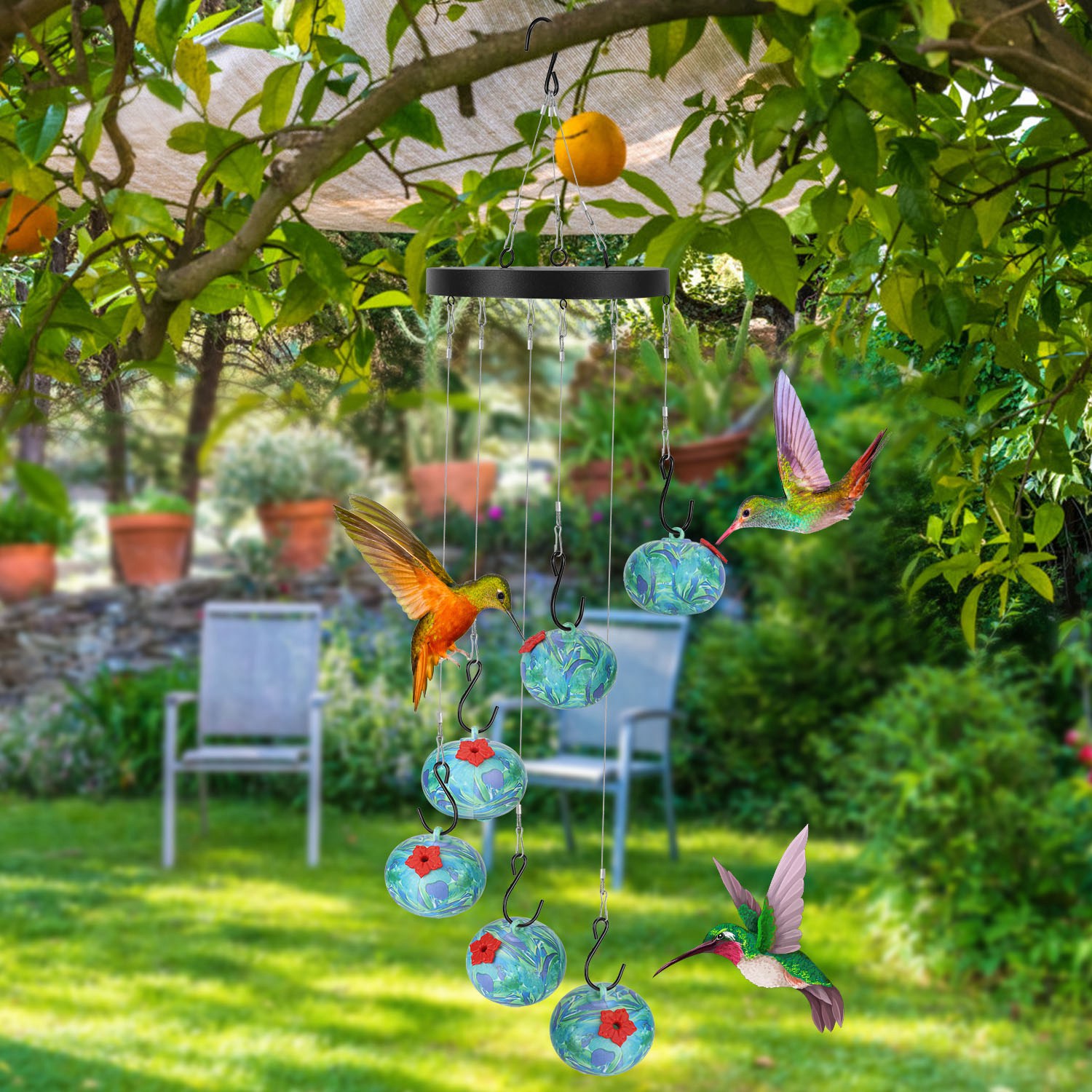 Cascabelas Colibríes Comedor de Humo Insecticida y Abeja Prueba para Exterior Pendiente para Observación Decoración para Jardín Terraza Patio Balcón — imagen 13