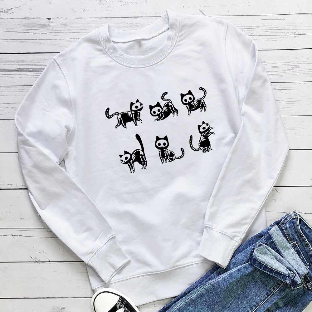 Skeleton Cat Printed Hoodie — image 4