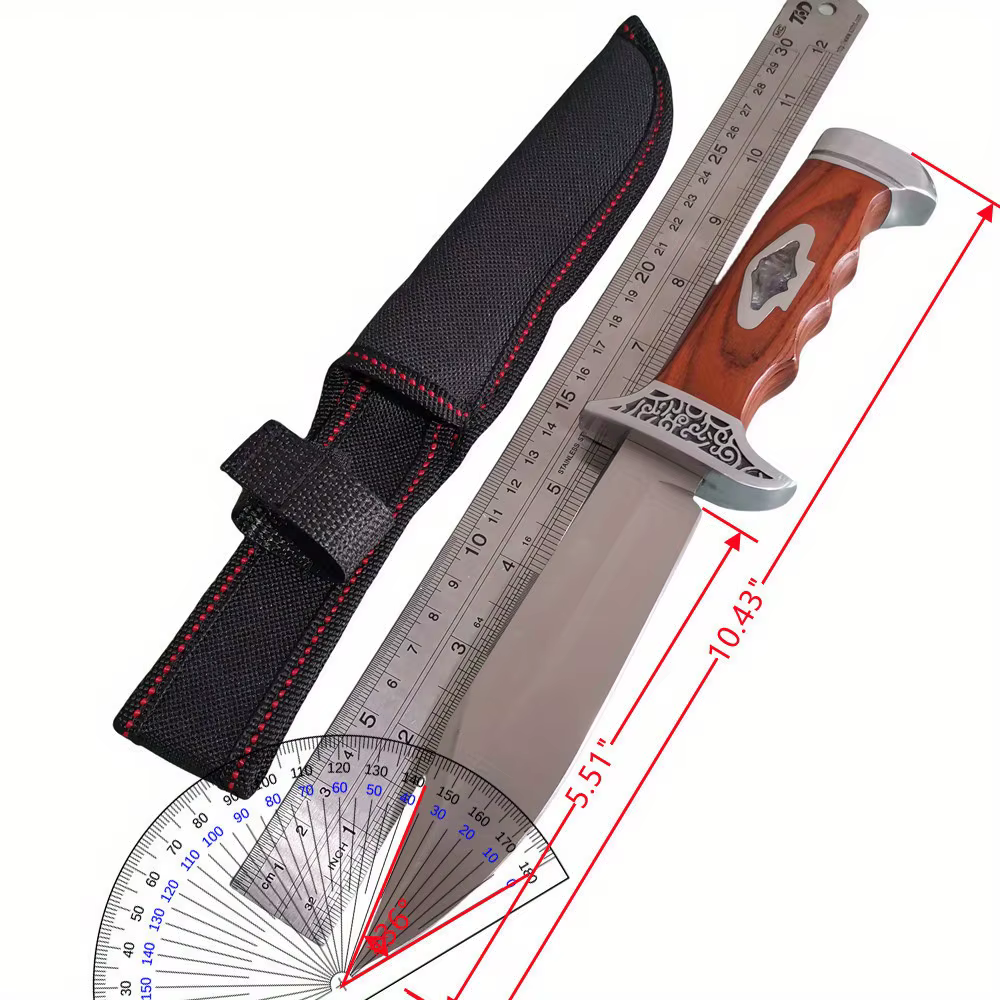 265mm 9CR18MOV Stainless Steel Fixed Blade Knife - High Hardness Camping, Hunting, Outdoor Survival Knife with Sheat — image 2