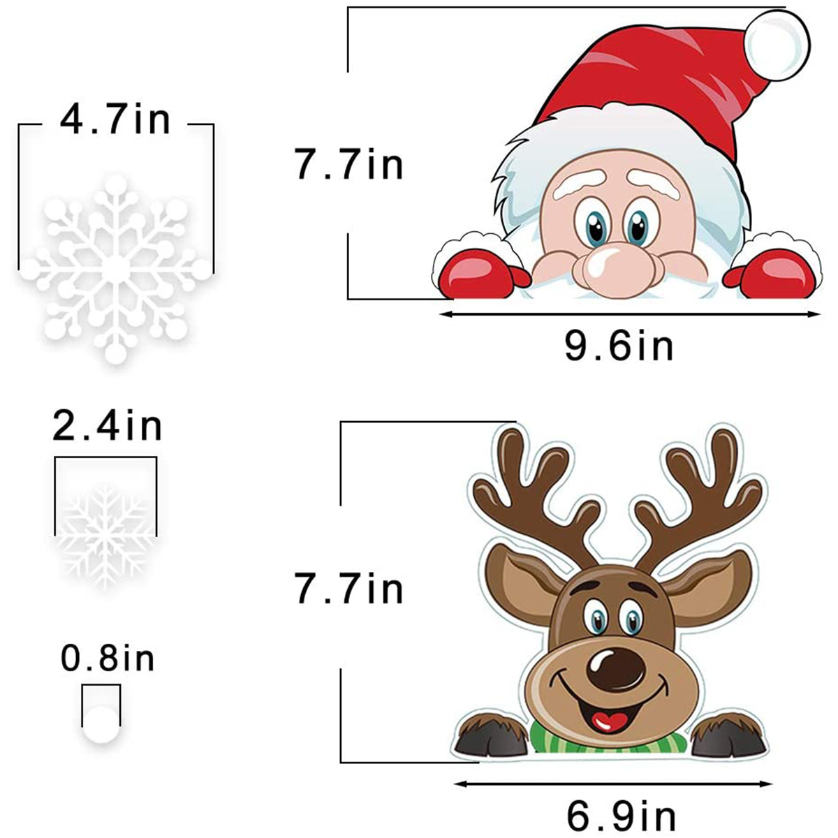 4 Láminas de Calcomanías de Copo de Nieve Navideñas para Ventanas de Vidrio, Reutilizables, Adhesivas por Ambos Lados, Estáticas, Calcomanías Navideñas de Copo de Nieve, Reno y Santa, Decoraciones para Ventanas Navideñas D — imagen 5