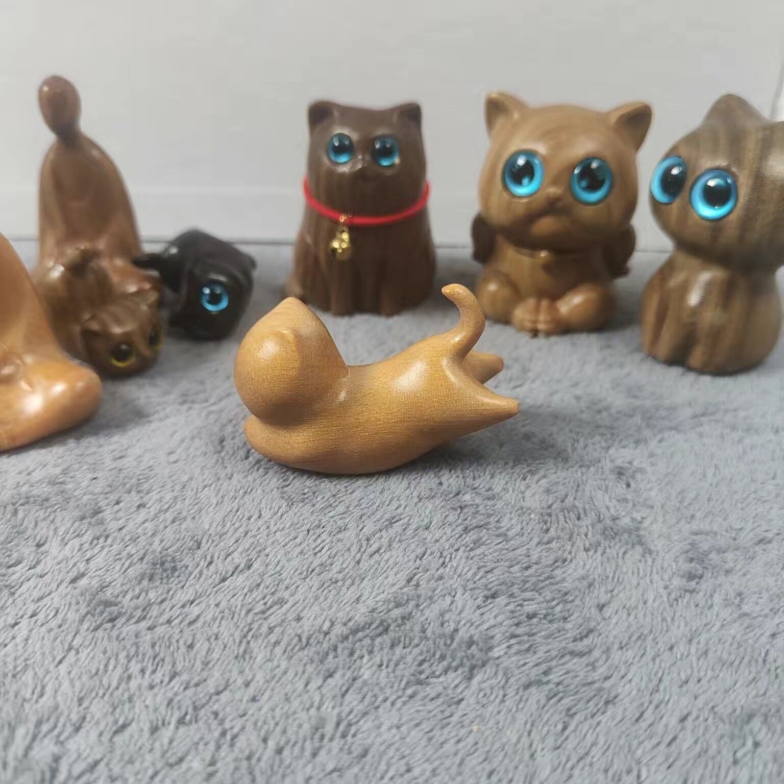 Sandalwood Kitten Ornaments Cute Hippo Mini Wooden Cat Play — image 5
