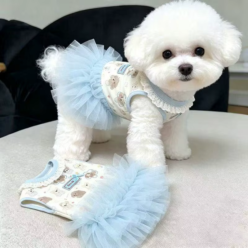 Ropa de Verano para Mascotas - Vestido con Bow Rosa para Gatos y Perros Pequeños con Estampados Animales — imagen 4
