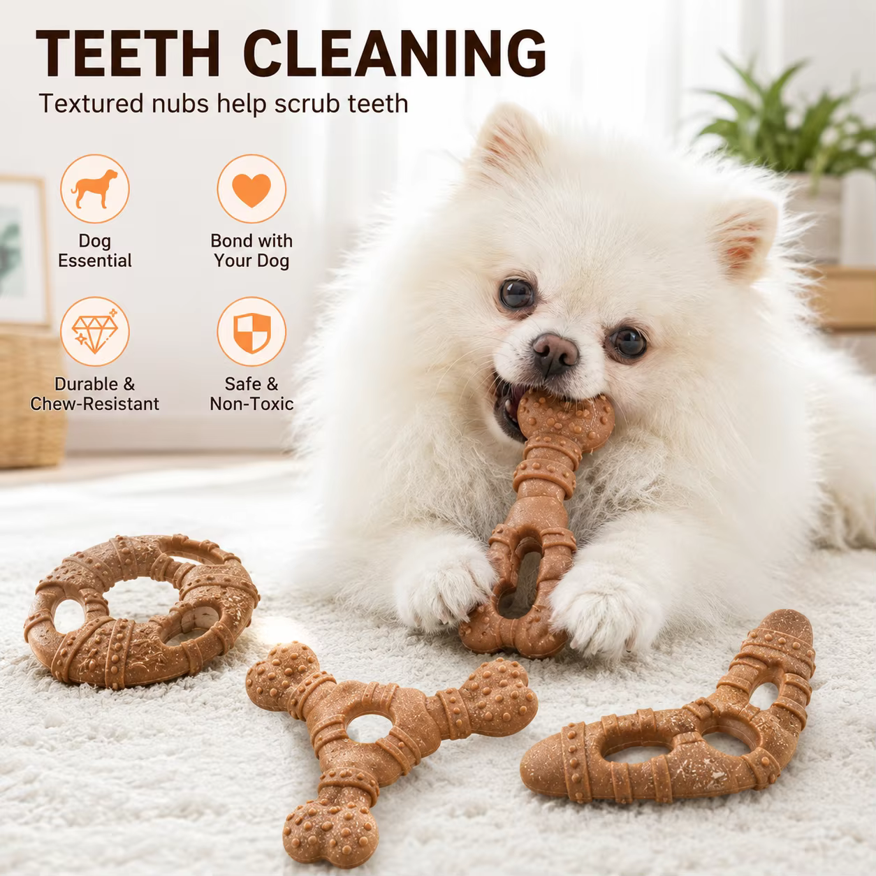 Dog Toy, Bone-Like Teething Stick, Durable, Tooth-Cleaning, Self-Entertaining and Boring, Small Dog-Shaped Pet Toy — image 5