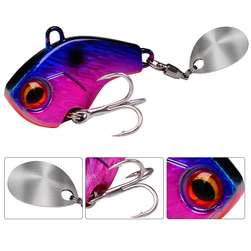 Luras de Pescar Vibración Rotativa Metal Wobble Bait Pesca Invernal 6g 15g 28g Lure Artificiales Duraderos — imagen 2