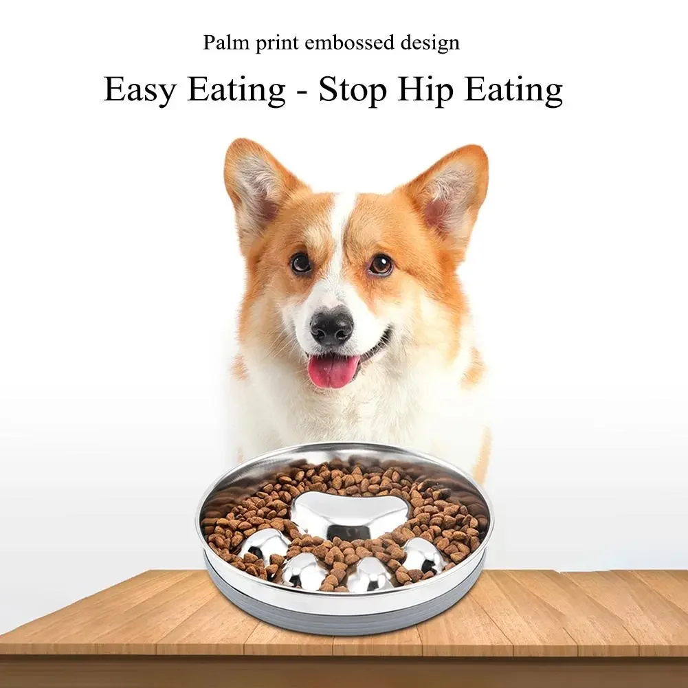 Pet Slow Feeding Food Bowl Slow Down Eating Non-Slip Metal Puzzle Maze Pet Dishes Anti Choke Stainless Steel Pet Bowl Training — image 4