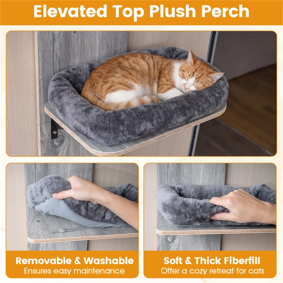 Door Hanging Cat Tree 5-Level Height Adjustable 4-Tier Climber No-Drill for Apartment Grey — image 7