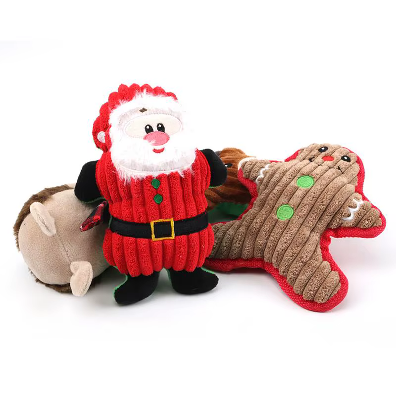 Christmas Santa Claus Pet Dog Toys Chew Squeaker Pet Plush Toys For Dogs Cute Biting Rope Sound Toys — image 4
