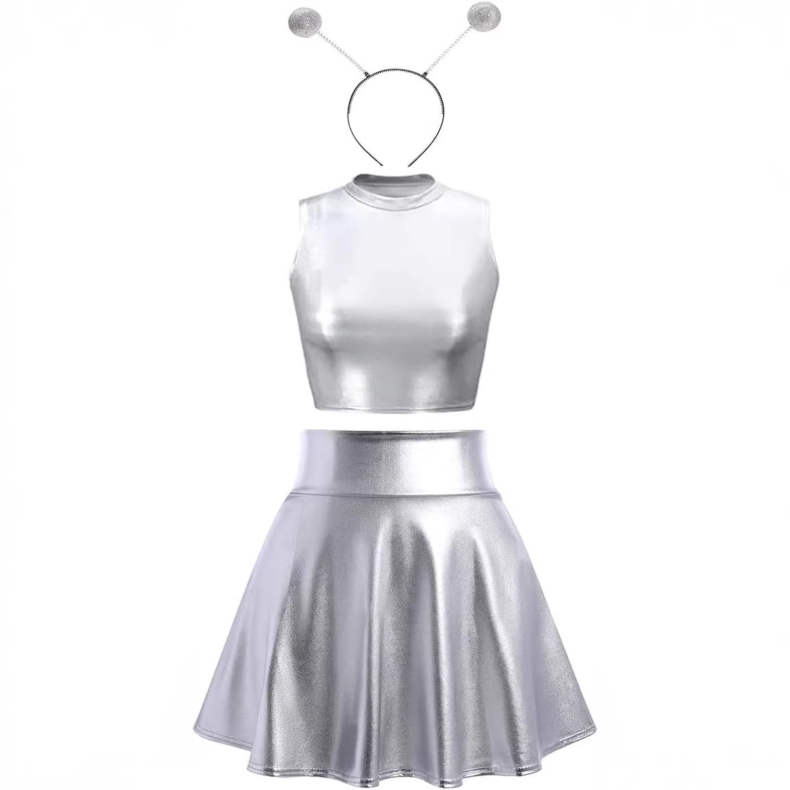 Sexy Bee Cosplay Outfit Set, Patent Leather Short Dress, Halloween Party Stage Performance Costume — image 7