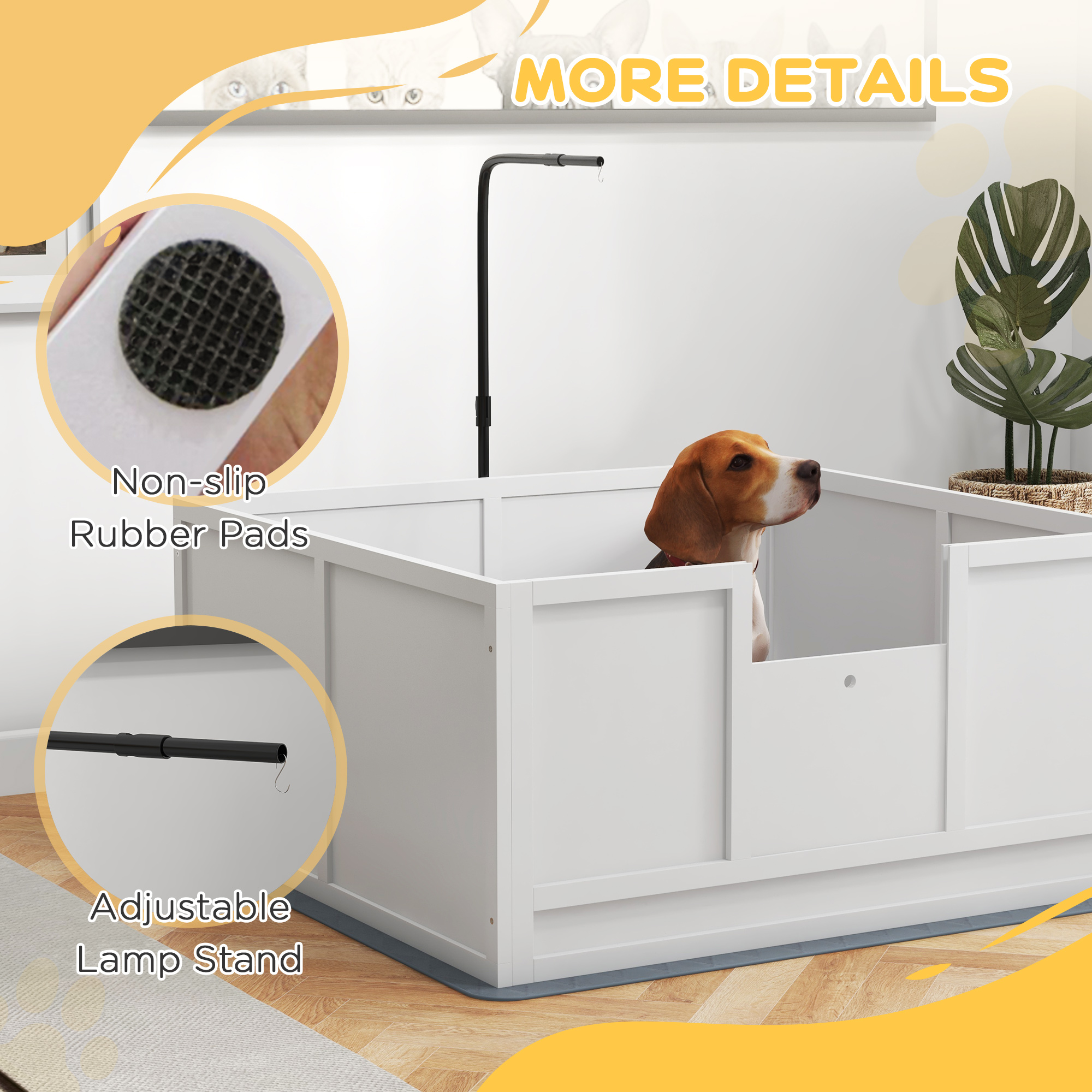 Caja de Parto para Perros con Paño de Orina, Ralla de Cerdo, Puerta Ajustable para Razas Pequeñas, Medianas y Grandes Nacimiento, 41" x 39" — imagen 4