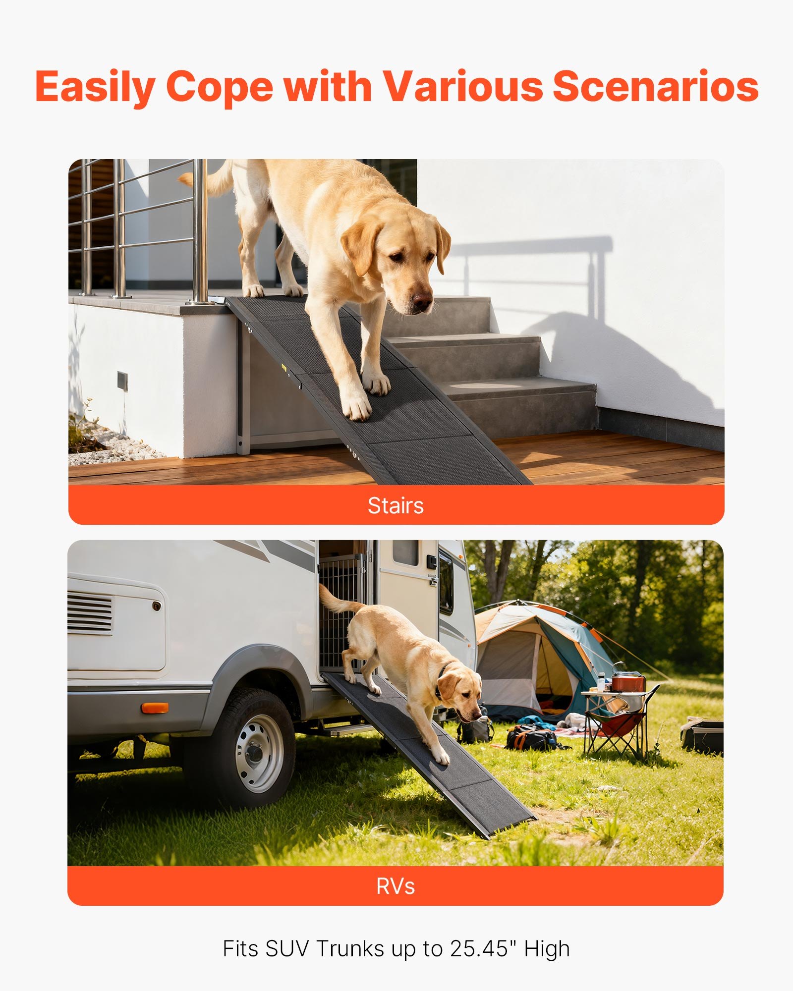 Dog Ramp For Cars, 71" L X 17" W, Folding Pet Ramps For Medium & Large Dogs Up To 250lbs, Pet Stair Ramp With Non-Slip Oxford Fabric Surface, Portable Outdoor Dog Car Ramps For SUV & Truck — imagen 5