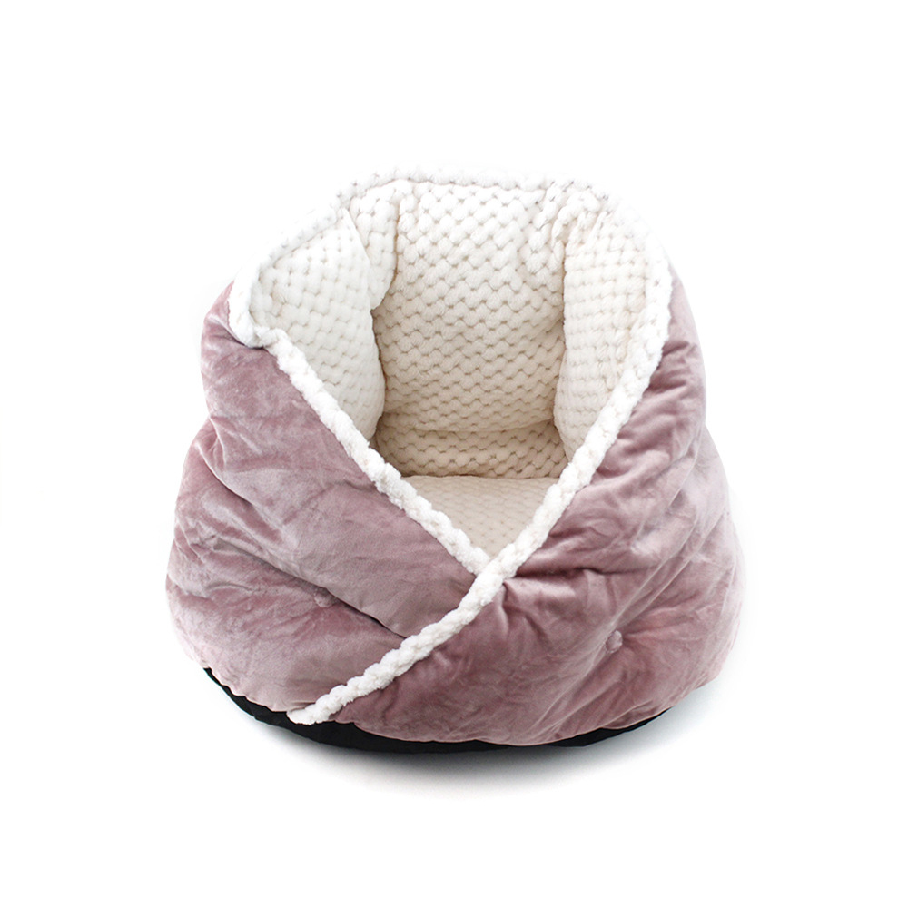 Autumn And Winter Pet Warm Hug Cuddle Round Depth Diamond Creative Soft Beibei Velvet Inner Bile Kennel Cat Bed — image 5