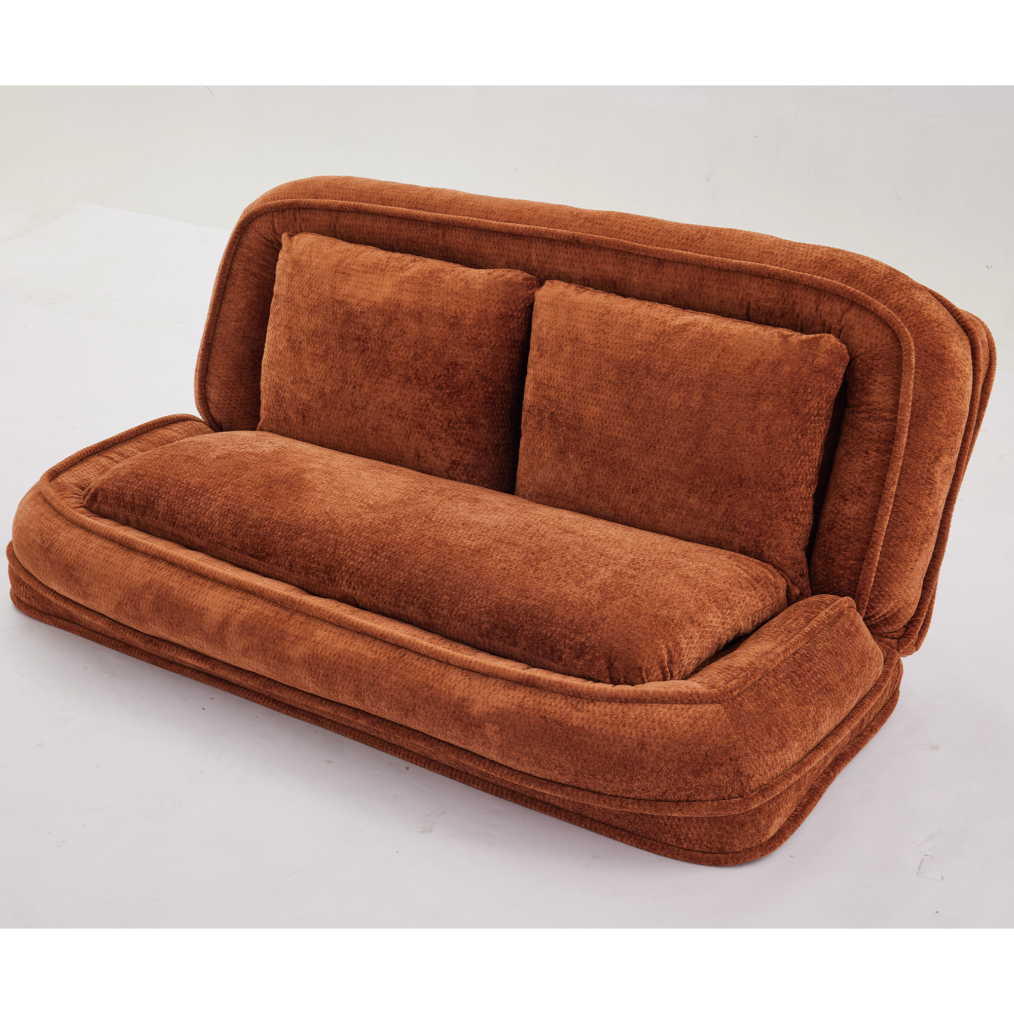 Silla de descanso doble para perros, Sofá relajante, Silla de amor, Adecuada para ti y tus mascotas, Couch de piso extra grande, Puedes sentarte o acostarte, 2 en 1, 5 posiciones ajustables, Almohada rellena, 2 asientos, Chenille naranja — imagen 11