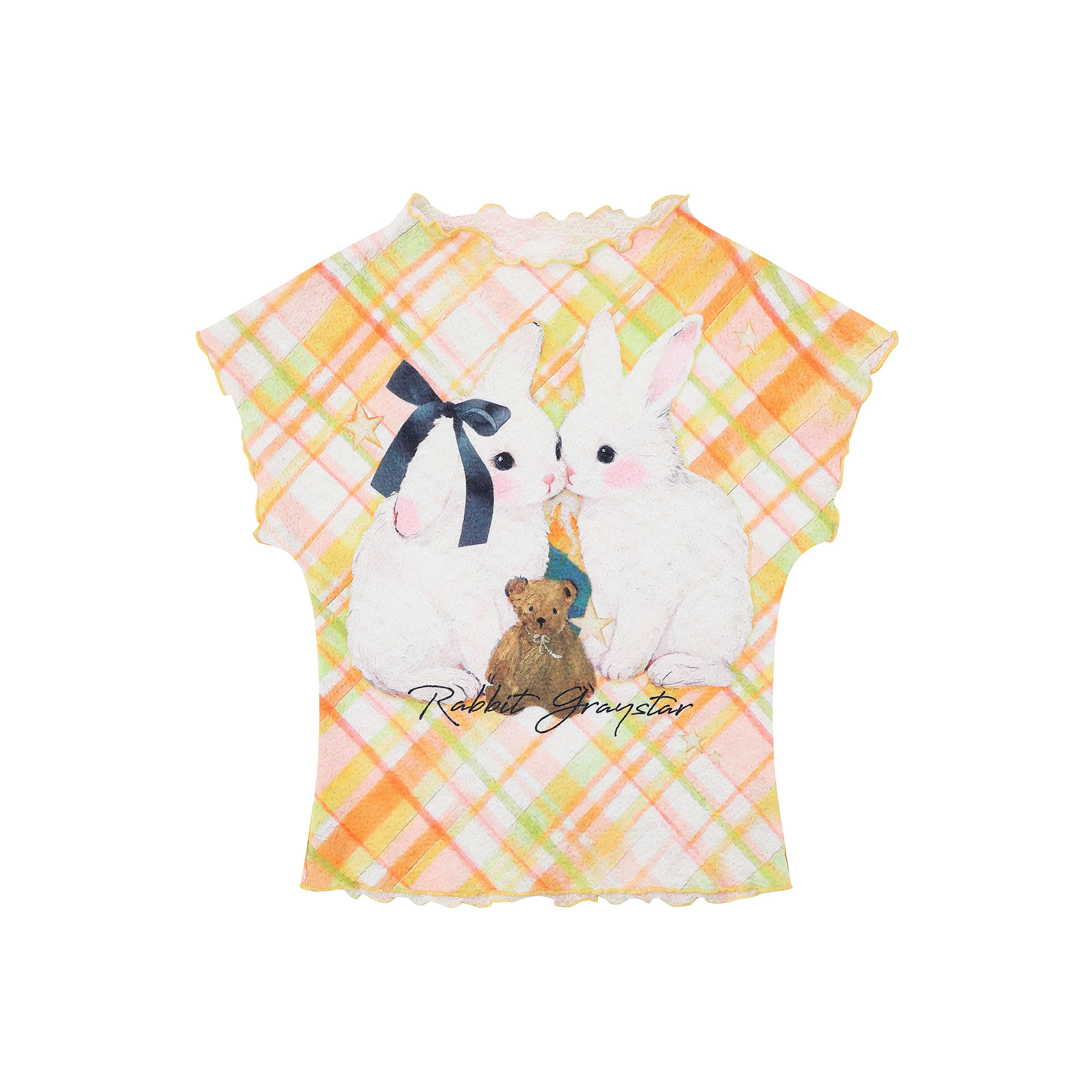Women's Loose Round Neck Short Sleeve Cartoon Rabbit Print T-Shirt — image 2