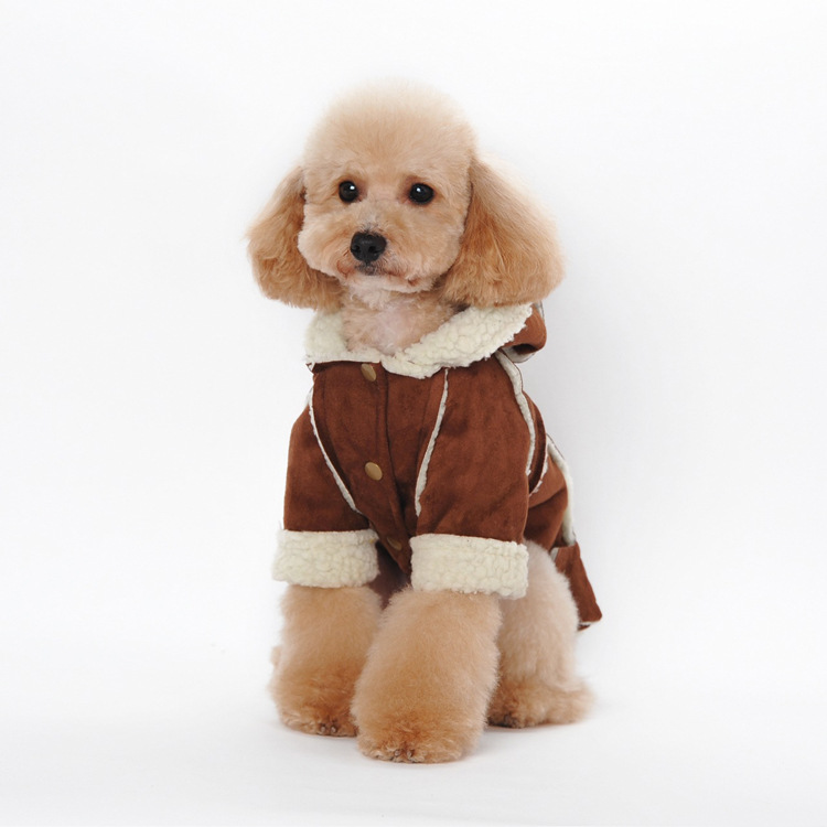 Winter New Pet Clothes Lamb Velvet Coat British Simple Solid Color Dog Warm Cotton Coat — image 3
