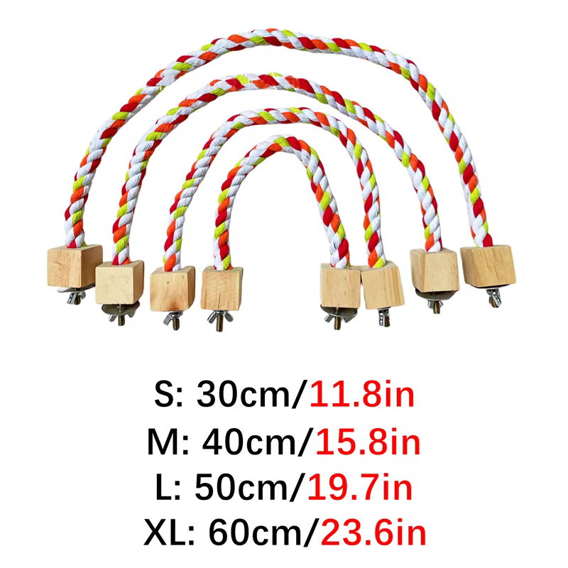 Juguetes de Mordida para Pájaros Parrotoys Juguetes de Cuerda Coloridos Resistente a Mordidas Accesorios de Climación para Pájaros Colgador Seguro para Voladores de Jaula — imagen 3