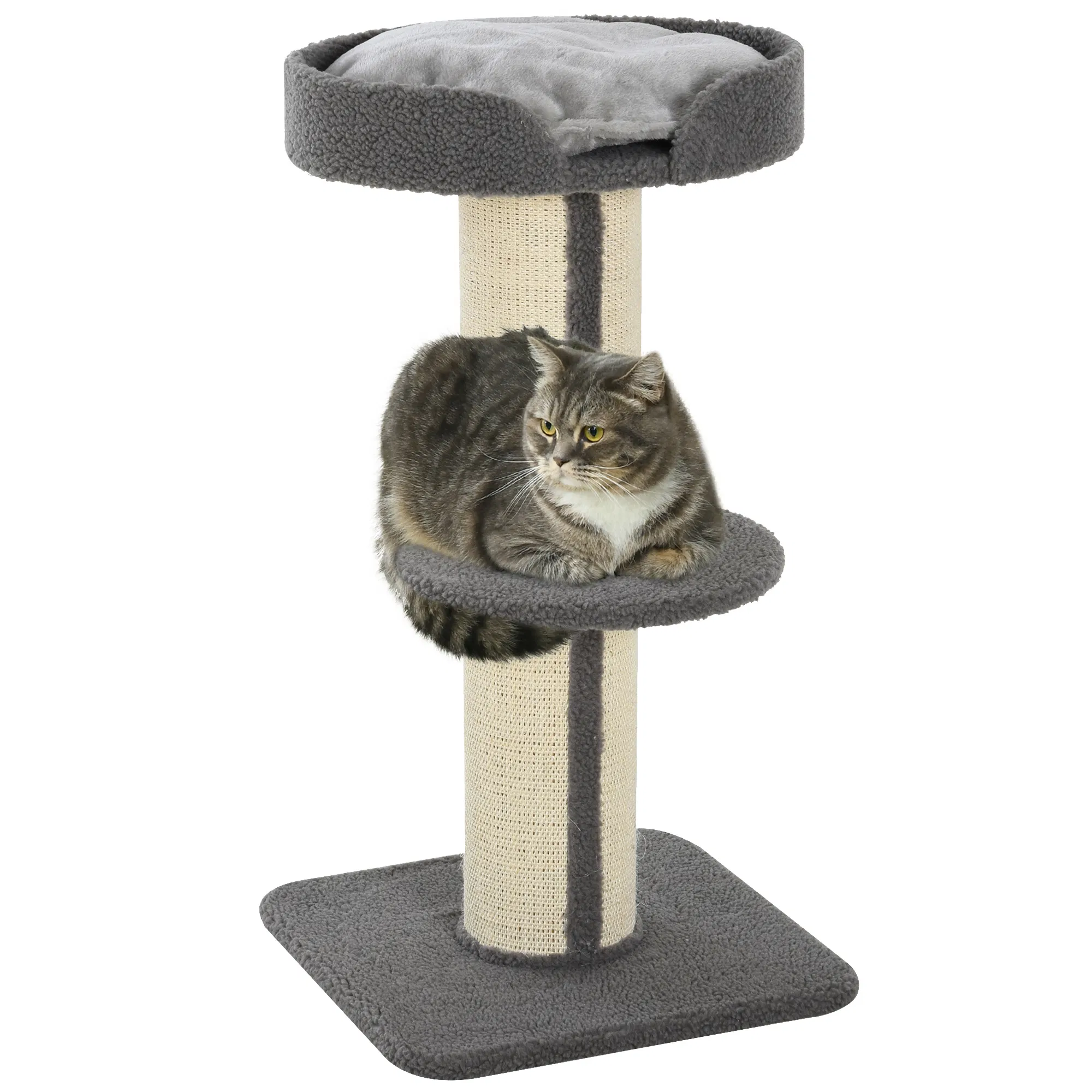 Cat Tree Kitty Tower with Sisal Mat Scratching Post, Cat Bed, Cushion, Perch, 18" x 18" x 36", Grey — image 1