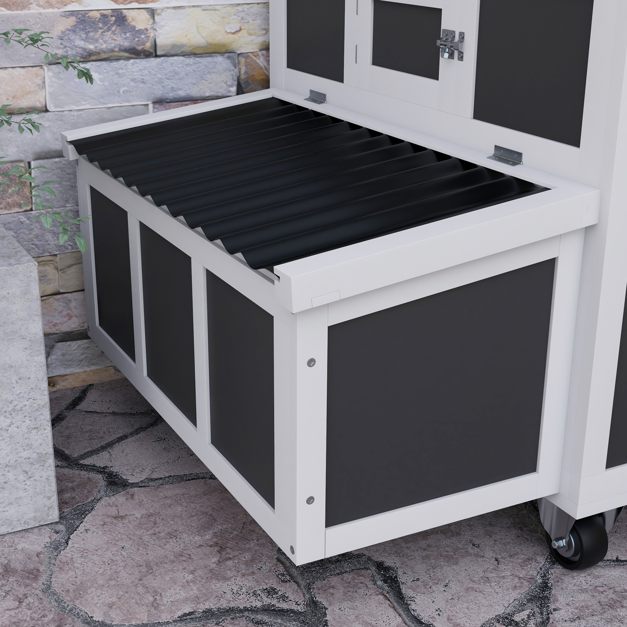 Casa de Pollos de Madera con Caja de Incubación para 6 Pollos, Gris Oscuro — imagen 6