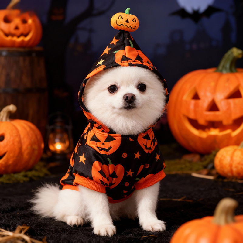 Halloween Pet Dog Clothes Cat Dog Halloween Pumpkin Two-Legged Hoodie Sweatshirt for Medium and Small Dogs Teddy — imagen 5
