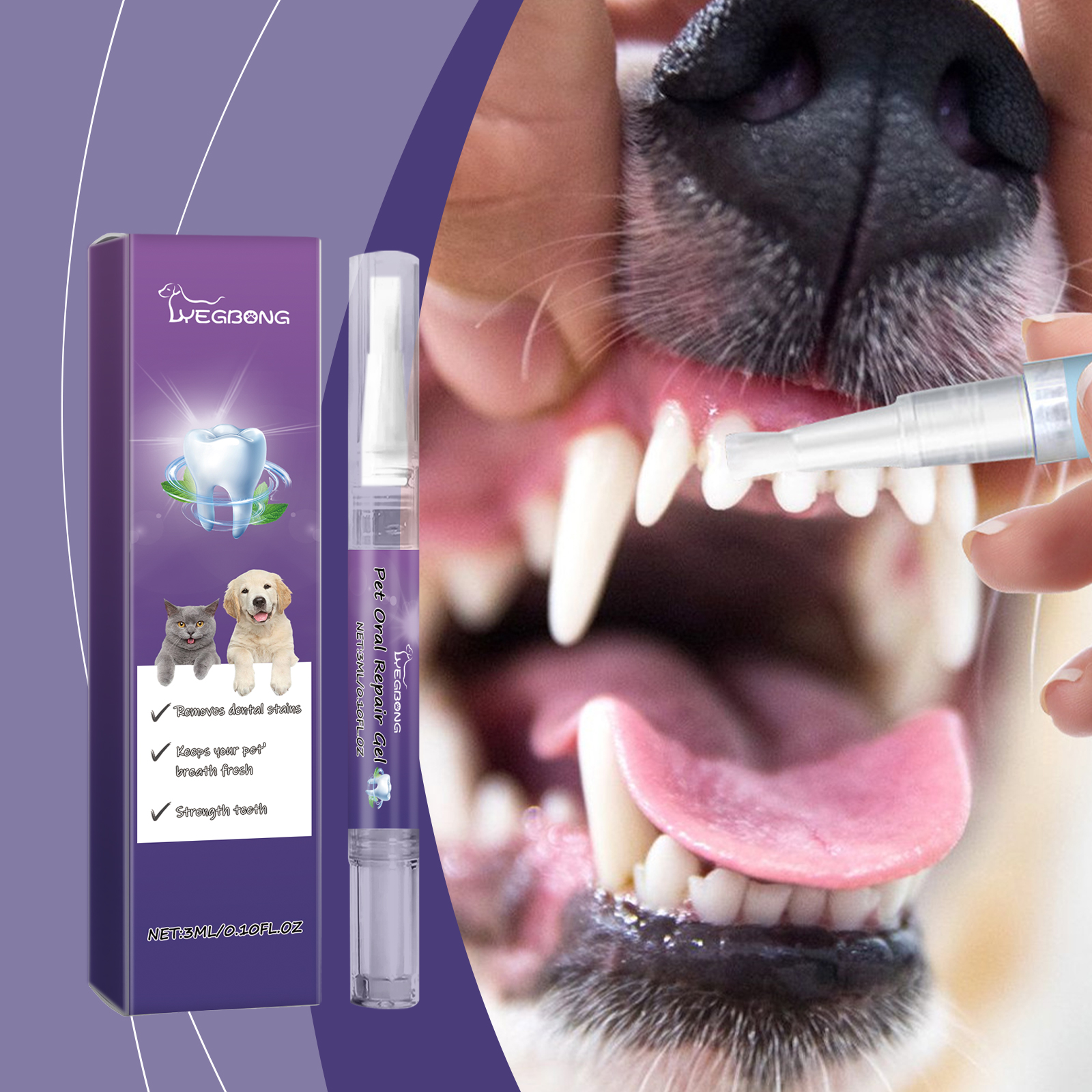 Gel de Reparación Oral para Mascotas Yegbong - Limpieza y Eliminación de Manchas Dentales Diaria — imagen 3