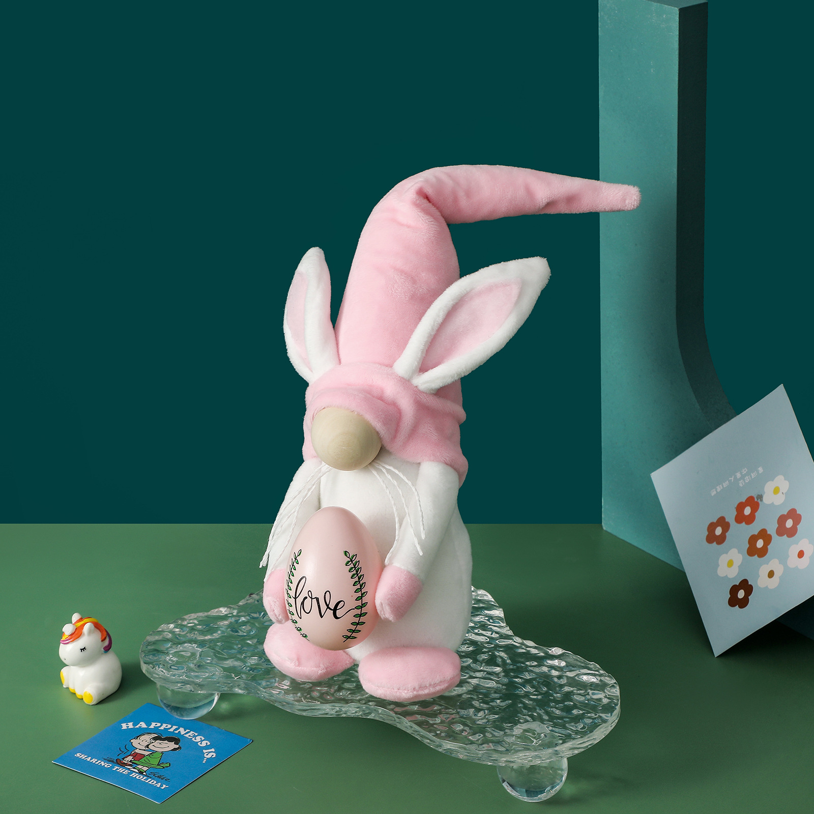 Conejito de Pascua con Huevo de Pascua Figura de Muñeca sin Rostro Gnomo Enano Decoración de Festival — imagen 3