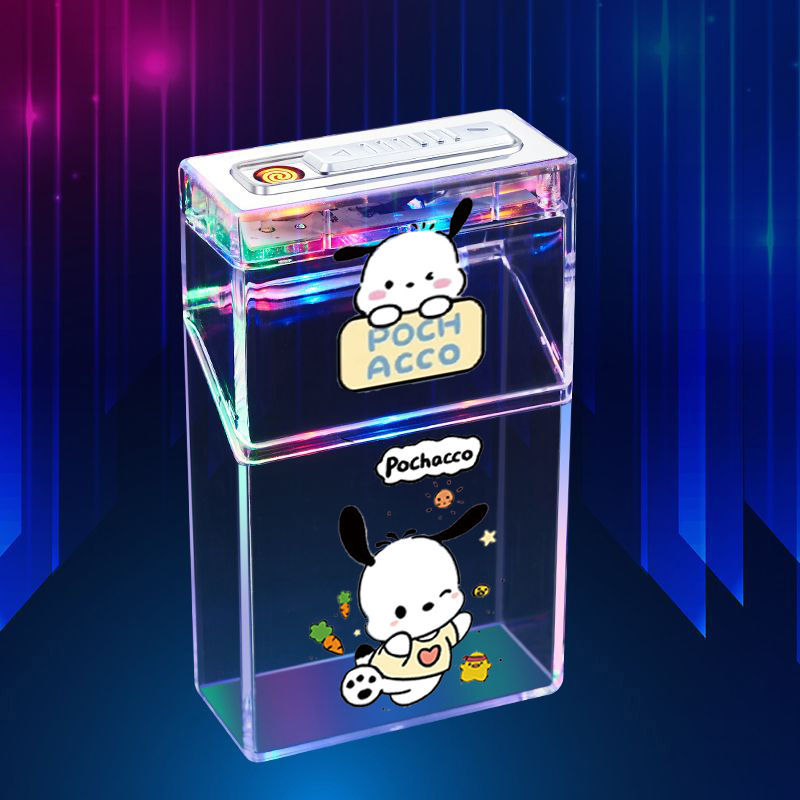 Pacha Dog Cartoon Sanrio Cigarette Box Charging Lighter Integrated Transparent Body Atmosphere Colorful Lights Cute Gift Object — image 6