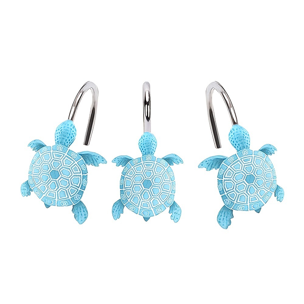 Blue Turtle-Shaped No-Drill Stainless Steel & amp; Resin Wall Hook for Bathroom Shower Curtain — image 6