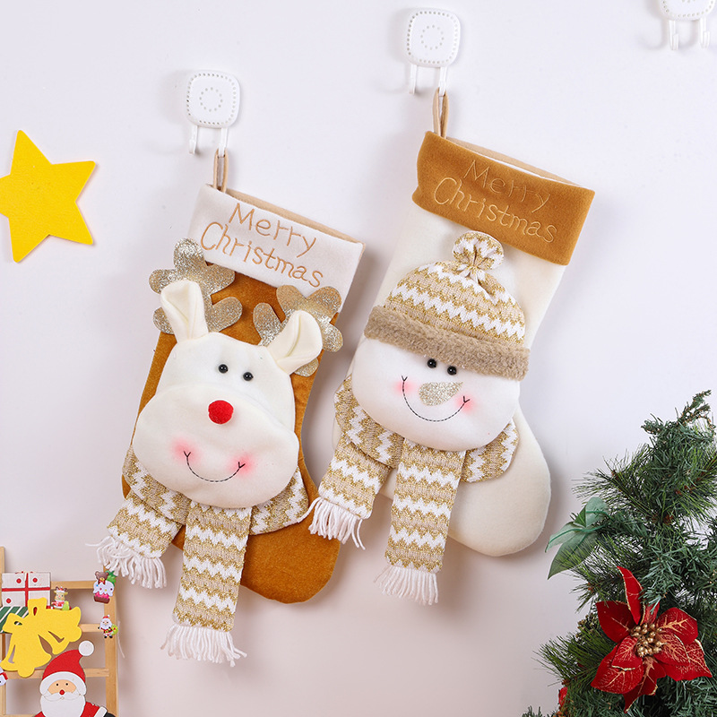 Christmas candy bag, gift bag, cute cartoon big head old man, snowman, reindeer, Christmas socks decoration — image 4