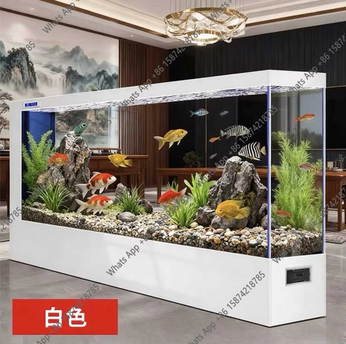 Tanque de Acuario de Vidrio Blanco Ultra para Salón con Partición de Pantalla Nueva 2026 — imagen 3