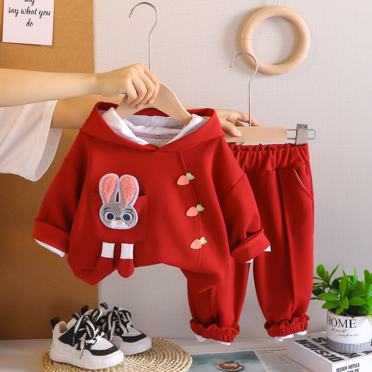 Girls Rabbit Patch Hoodie Two-Piece Set Spring Autumn 0-4 Years Old — image 5