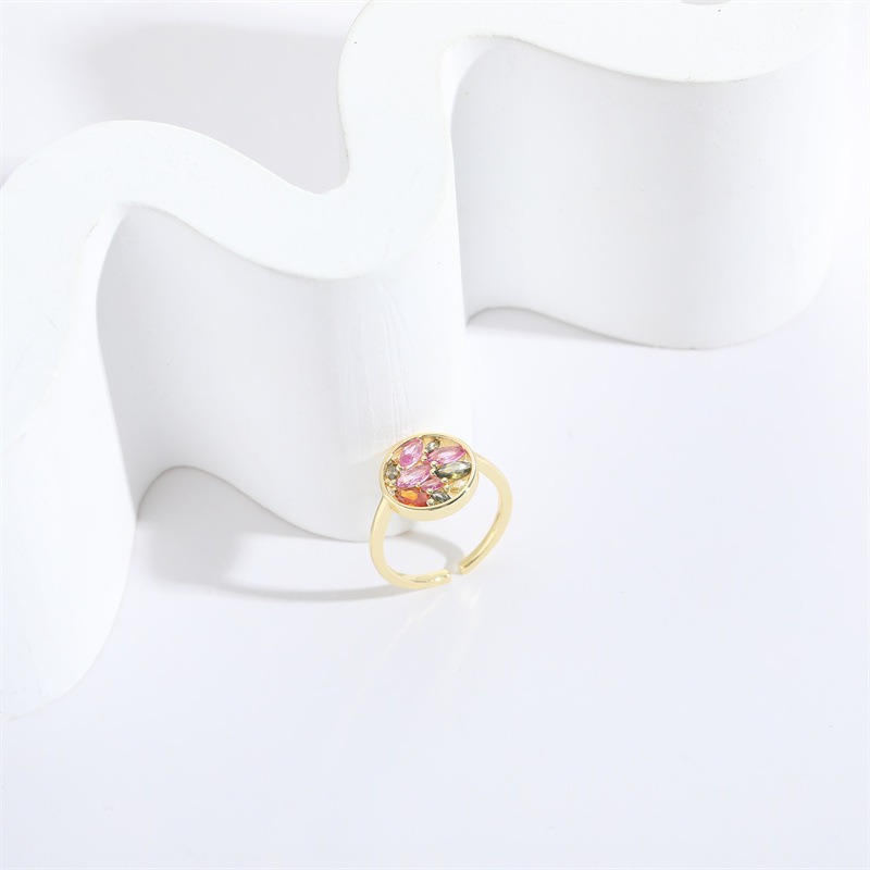Anillo Abierto de Zircón con Ojo de Caballo para Mujeres Pequeñas en Estilo Nuevo de Cobre 14K Oro Real — imagen 4