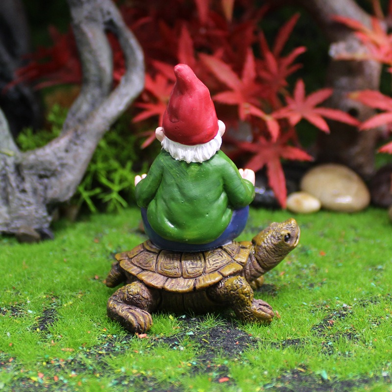 Decoración de paisaje miniatura en resina de tortuga zen sentada enano — imagen 3