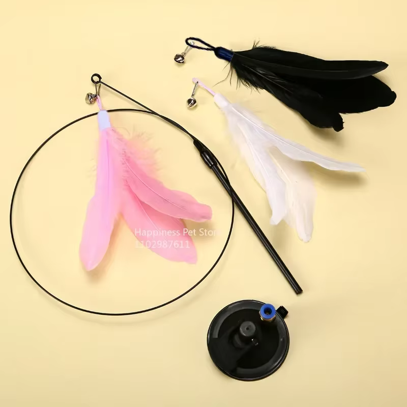 Púa de Goma para Tejer Gatos Juguetes Interactivos para Gatos Púa con Pluma y Campana — imagen 6