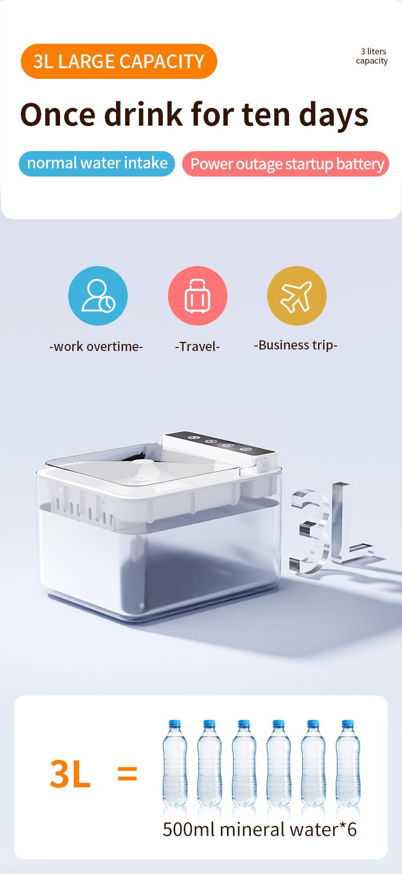 Wireless Charging Battery Driven 304 Stainless Steel Cat Automatic Induction Pet Water Fountain — image 20