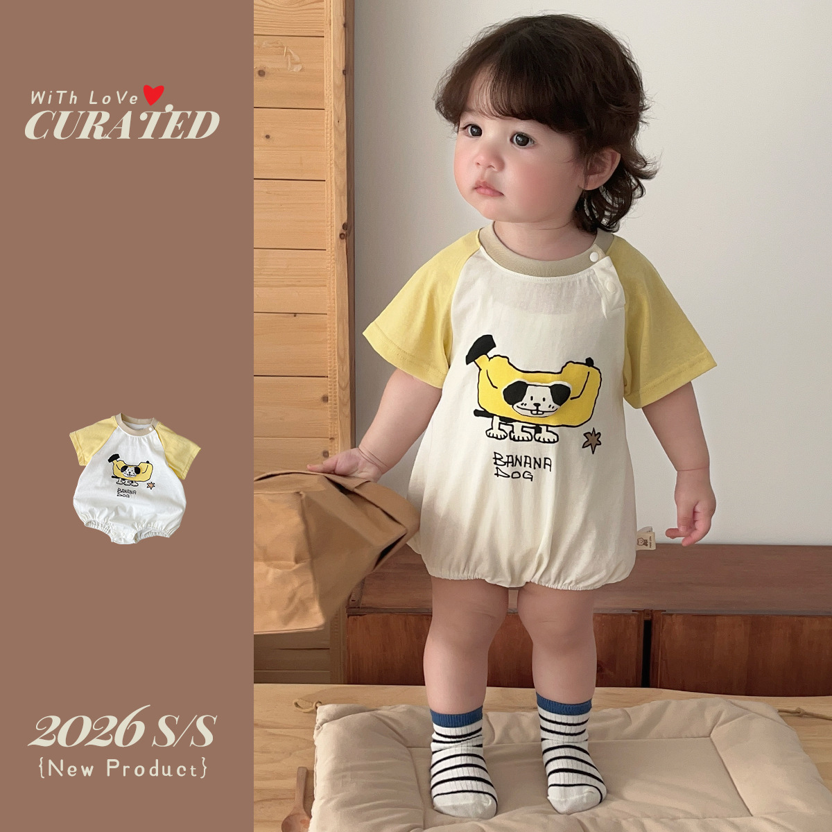 Clothes Banana Dog Sleeveless Short-sleeve Romper Infant Short-sleeve Onesie Boy Bodysuit Crawling Outfit — image 3
