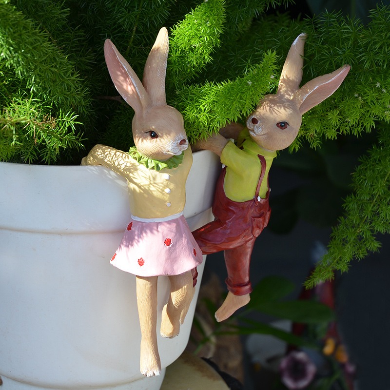 Crawling Bunny Hanging Flower Pot Decoration Balcony — image 4