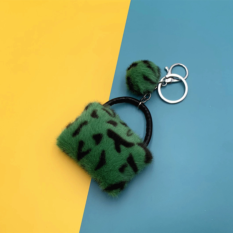 Leopard Bag Key Chain Creative Student Cute Plush Cartoon Pendant Car Key Chain Fur Ball Ornaments Accessories — image 7
