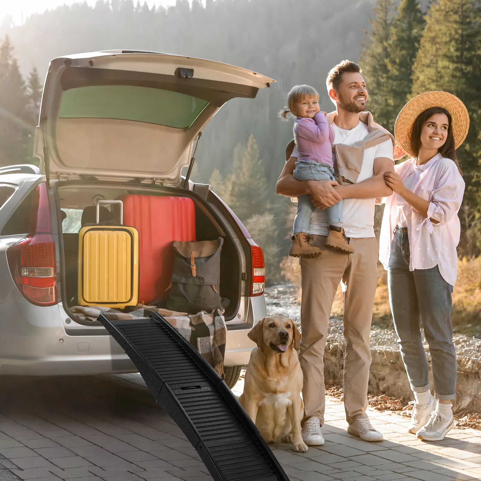 Nonslip Folding Dog Ramp, Tri-Fold Portable Lightweight Pet Ramp for Cars, Trucks and SUVs — image 2