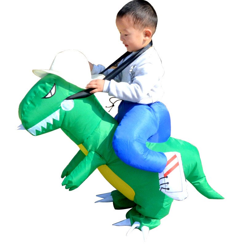 Hot Kids Adult Inflatable Funny Cute Cartoon Dinosaur Rider Festival Halloween Dress Party Costume — image 1